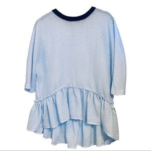Light Blue Plaid Babydoll Overside Top